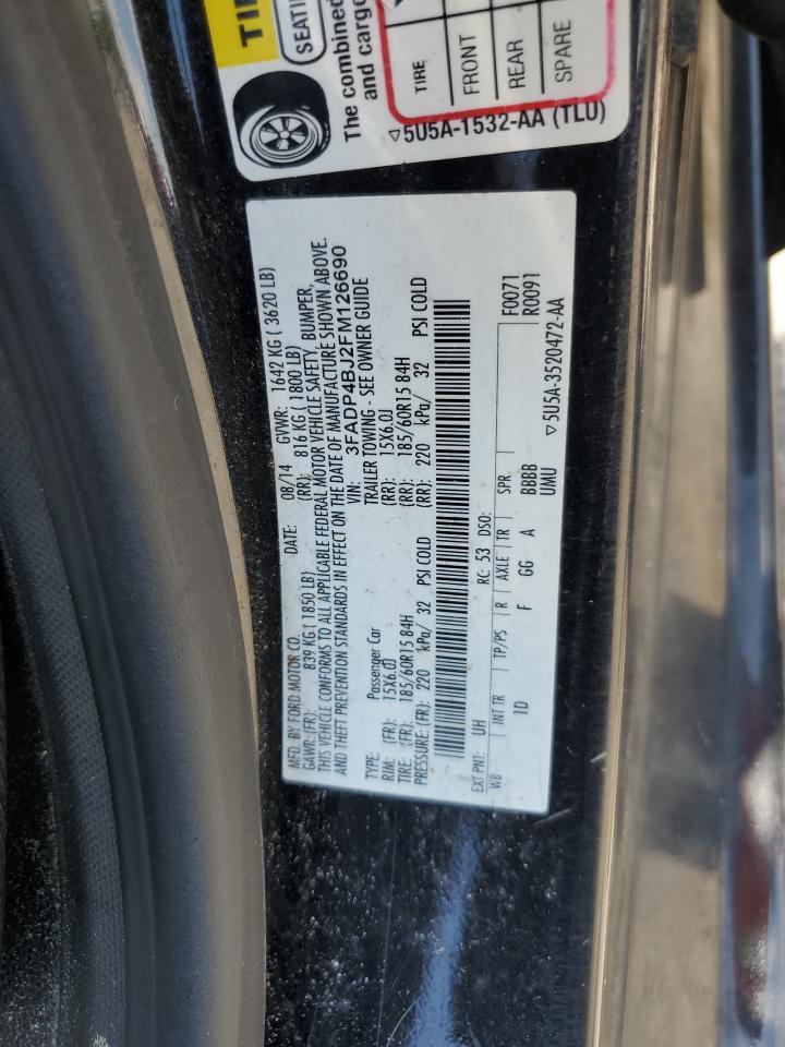 2015 Ford Fiesta Se VIN: 3FADP4BJ2FM126690 Lot: 62992325