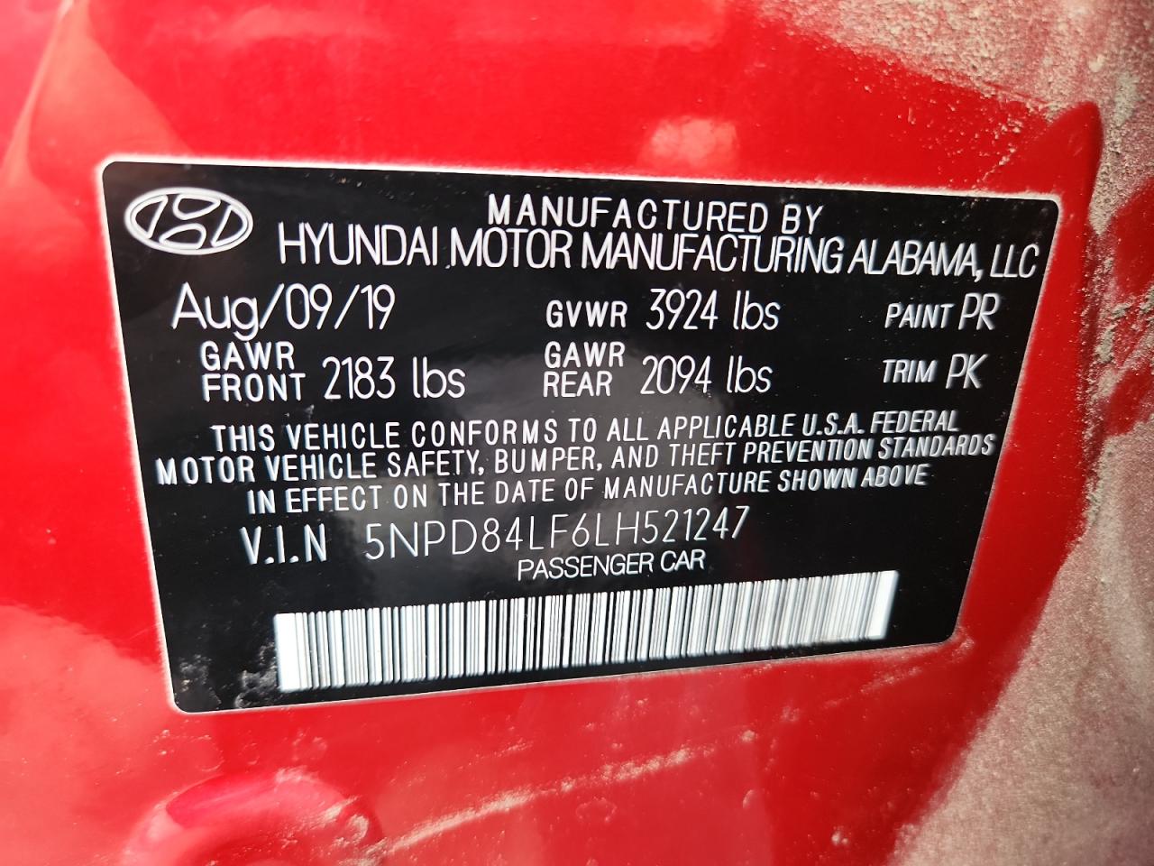 2020 Hyundai Elantra Sel VIN: 5NPD84LF6LH521247 Lot: 64796765