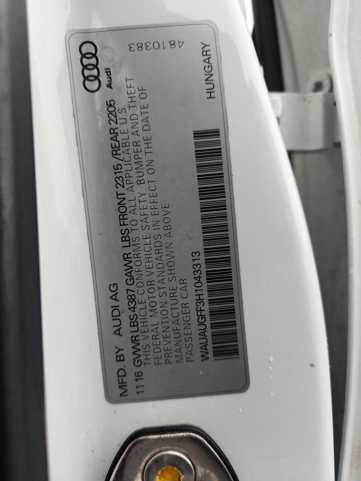2017 Audi A3 Premium VIN: WAUAUGFF3H1043313 Lot: 63302405
