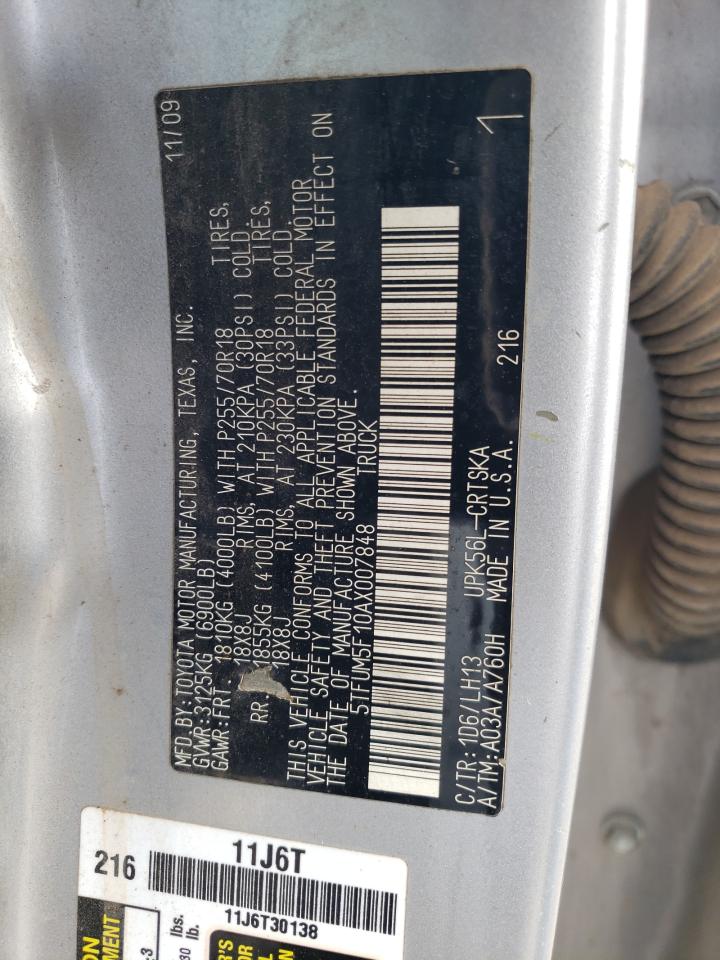 2010 Toyota Tundra Double Cab Sr5 VIN: 5TFUM5F10AX007848 Lot: 66760365