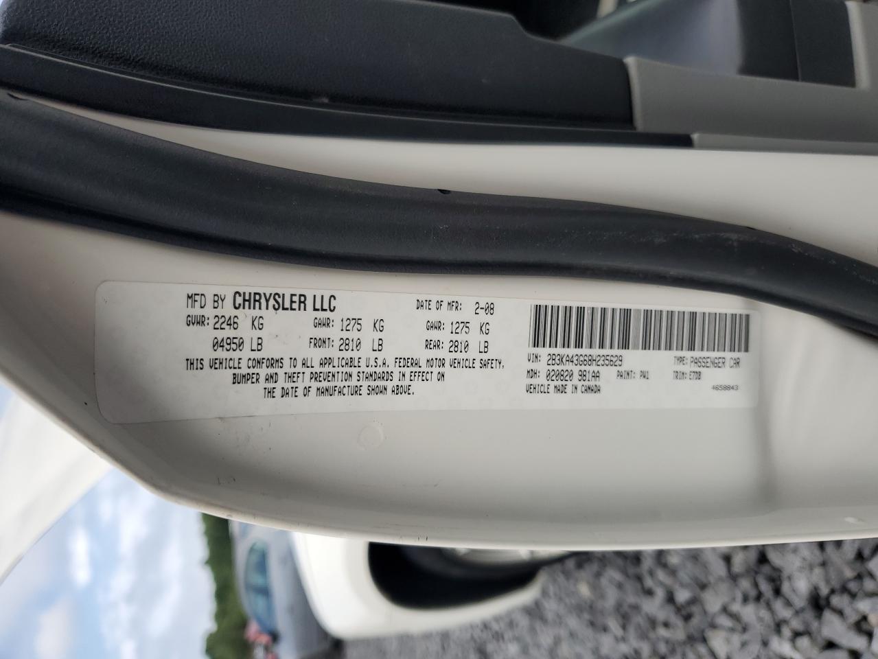2008 Dodge Charger VIN: 2B3KA43G68H235629 Lot: 64952815