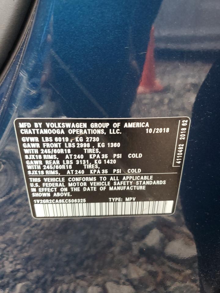 2019 Volkswagen Atlas S VIN: 1V2GR2CA8KC506325 Lot: 64549225