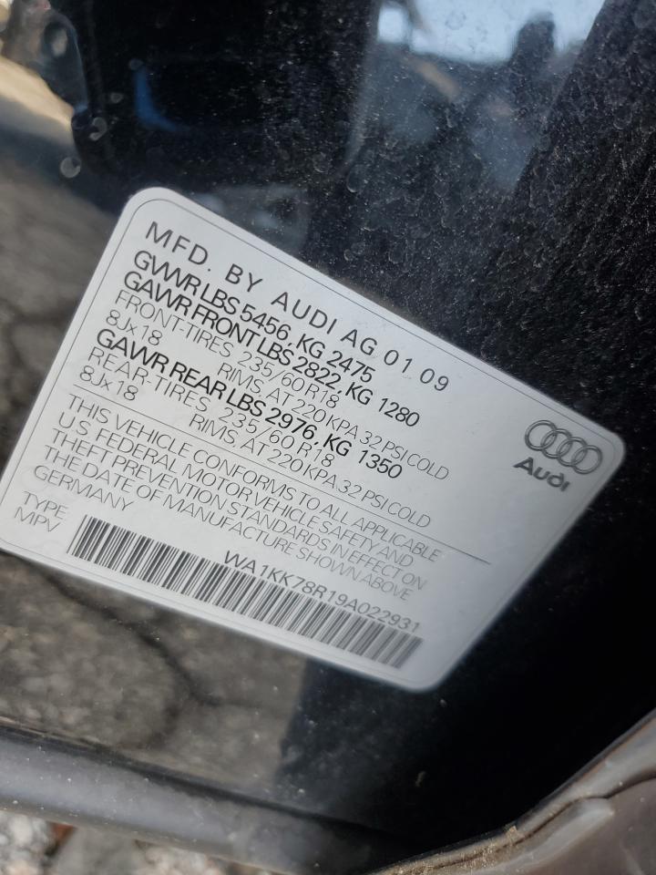 2009 Audi Q5 3.2 VIN: WA1KK78R19A022931 Lot: 62811045