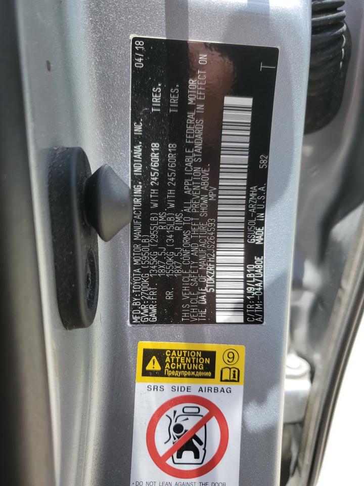 2018 Toyota Highlander Se VIN: 5TDKZRFH2JS264593 Lot: 64802545