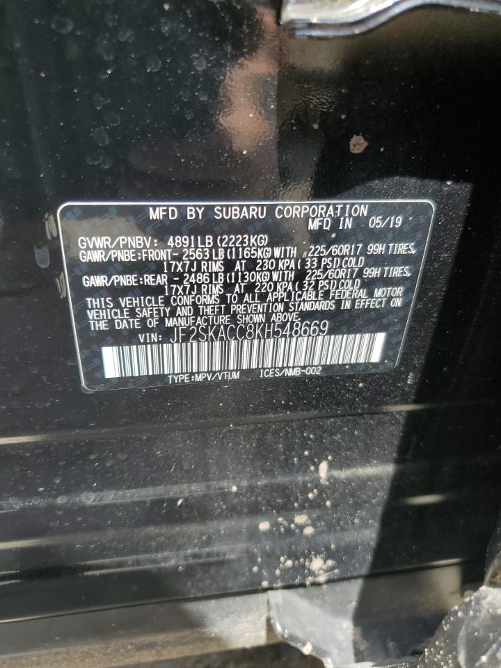 2019 Subaru Forester VIN: JF2SKACC8KH548669 Lot: 63183865