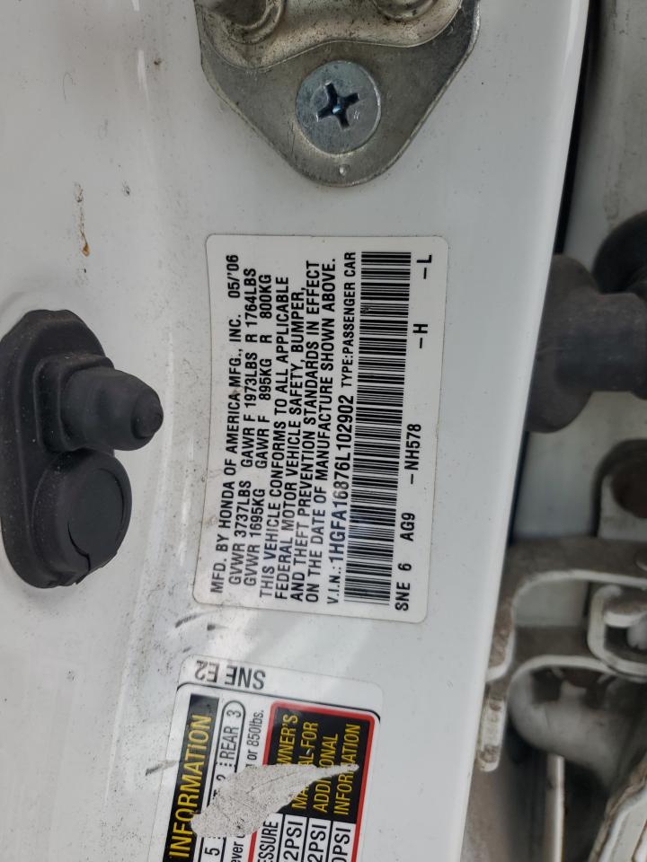 2006 Honda Civic Ex VIN: 1HGFA16876L10290 Lot: 66831875