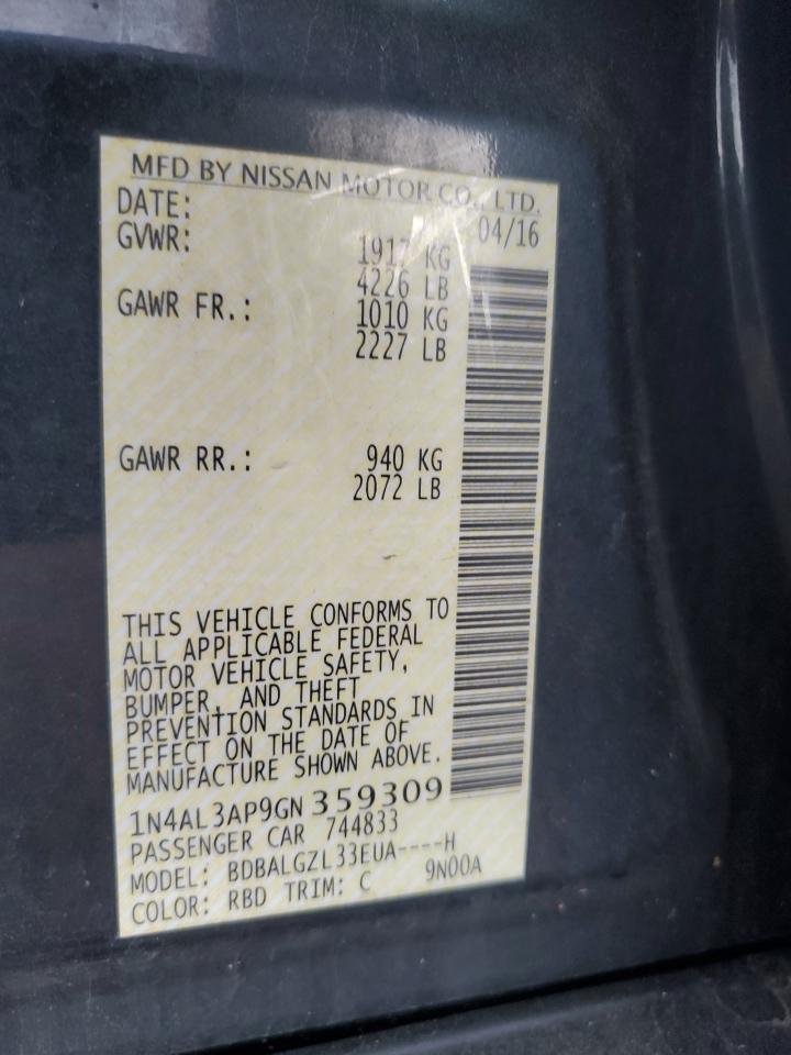 1n4al3ap9gn359309 1N4AL3AP9GN359309 2016 Nissan Altima 2.5