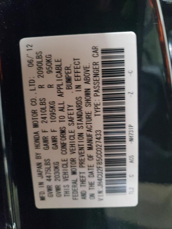 2012 Acura Tsx Se VIN: JH4CU2F85CC027433 Lot: 62903415