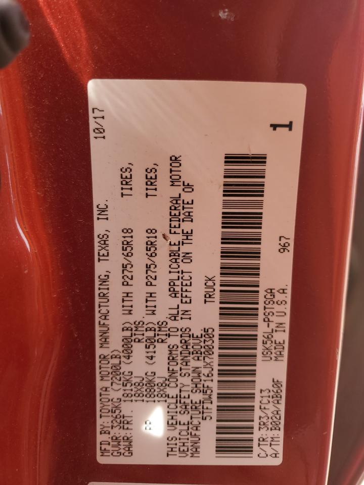 2018 Toyota Tundra Crewmax Sr5 VIN: 5TFDW5F16JX700305 Lot: 65285725