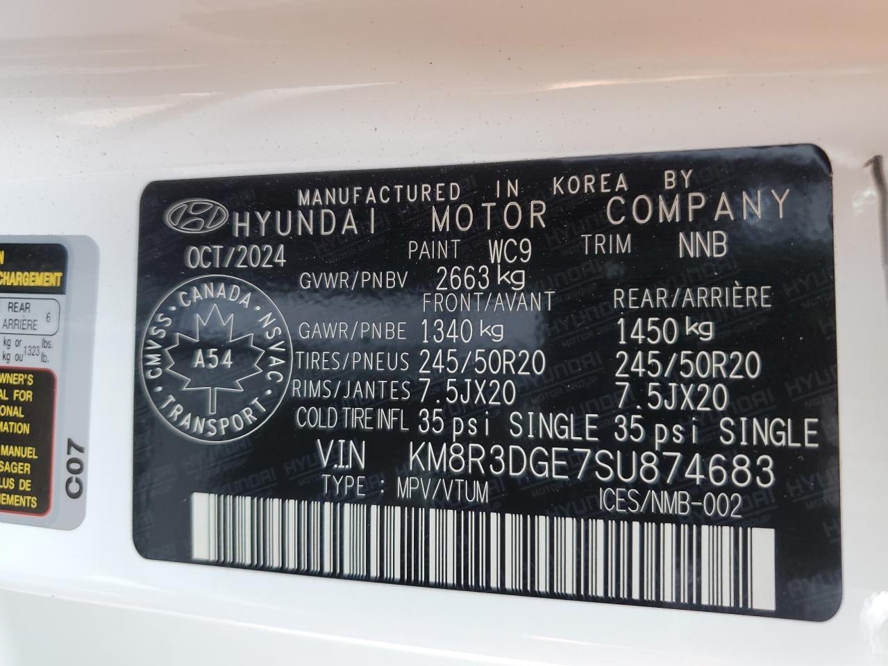 2025 Hyundai Palisade Xrt VIN: KM8R3DGE7SU874683 Lot: 66139355