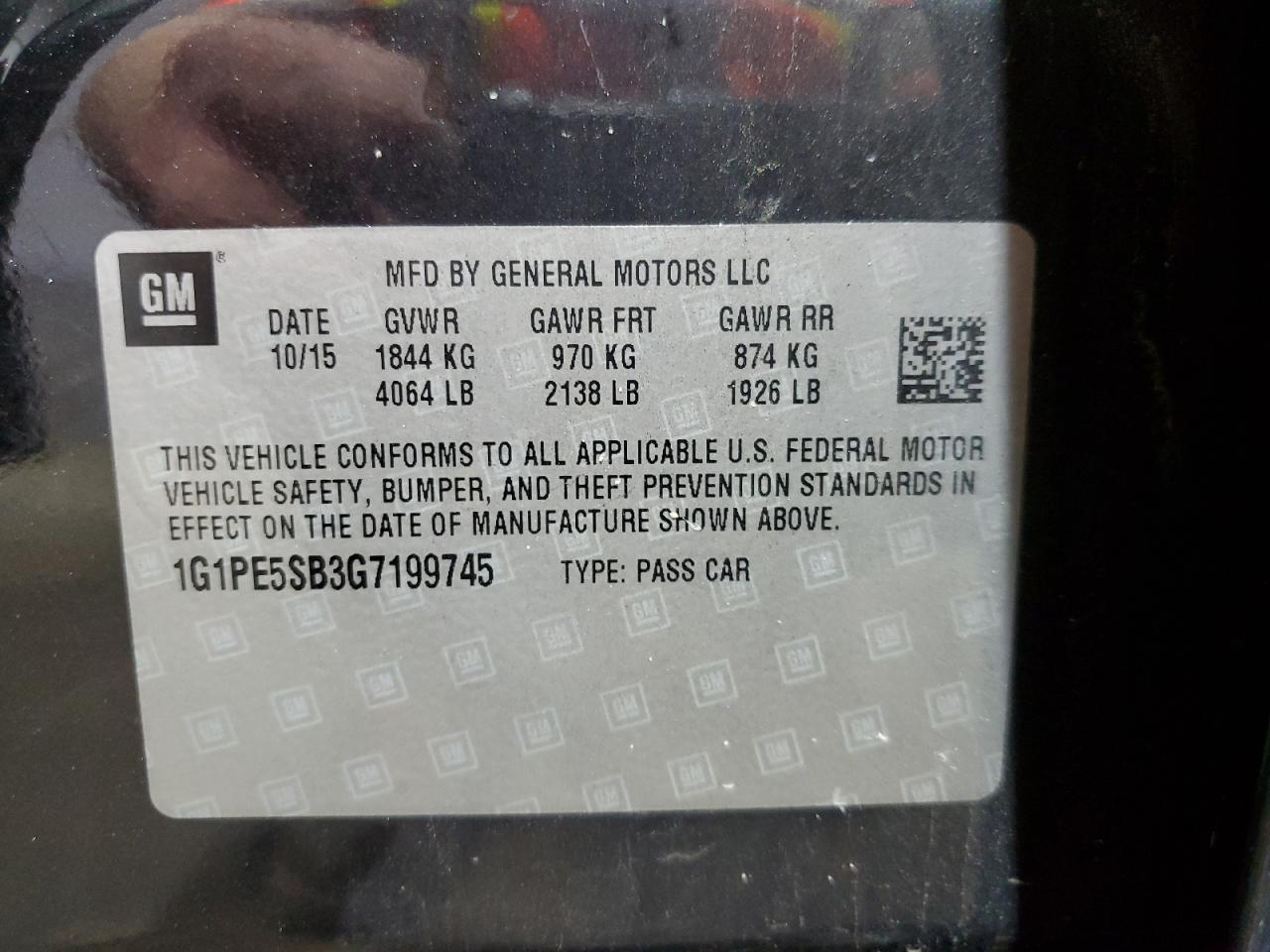 2016 Chevrolet Cruze Limited Lt VIN: 1G1PE5SB3G7199745 Lot: 64895755