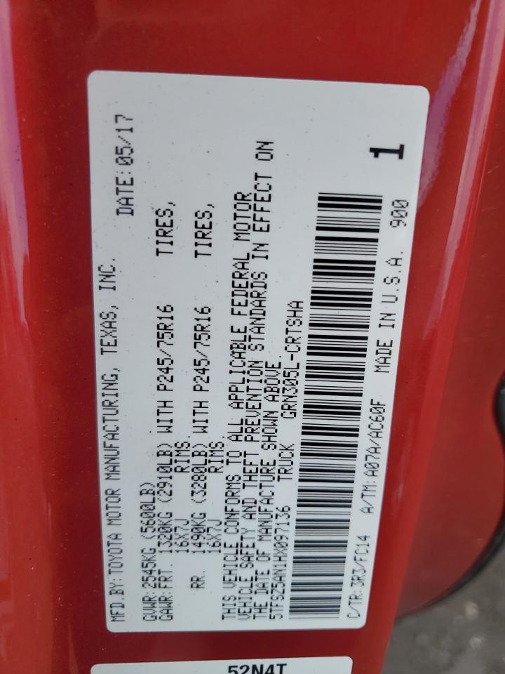 2017 Toyota Tacoma Access Cab VIN: 5TFSZ5AN1HX097136 Lot: 64246995