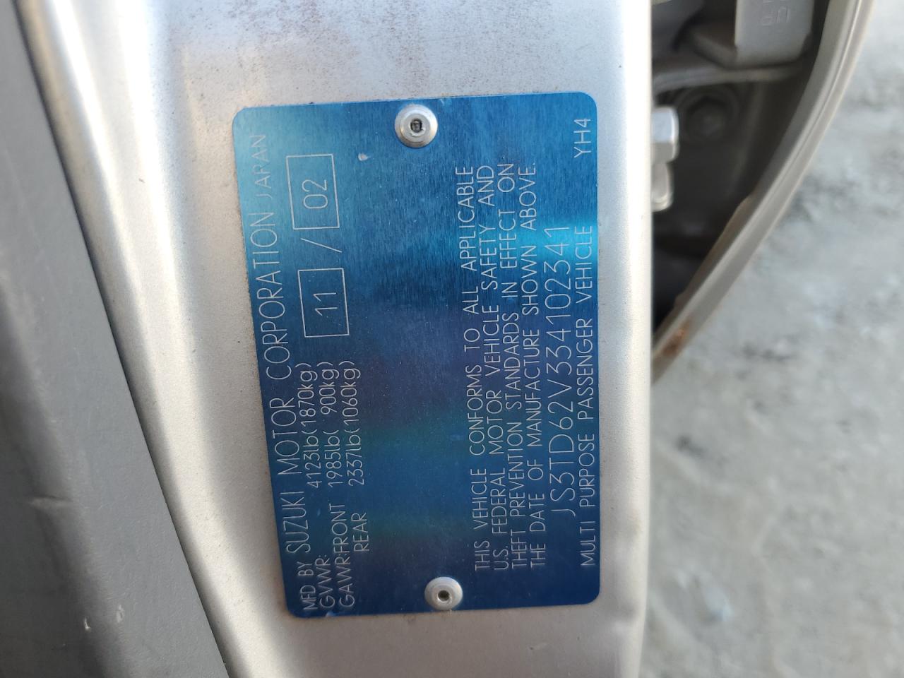 js3td62v334102341 JS3TD62V334102341 2003 Suzuki Grand Vitara Jlx Limited