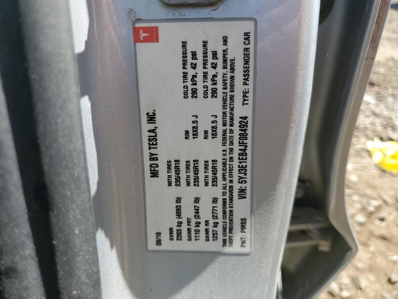 2018 Tesla Model 3 VIN: 5YJ3E1EB4JF084924 Lot: 62906105