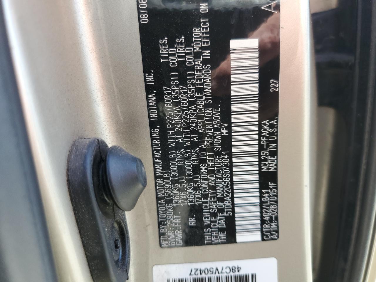 2006 Toyota Sienna Xle VIN: 5TDBA22C56S073041 Lot: 62517445