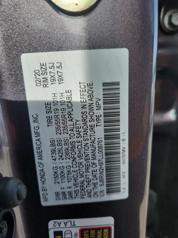 2020 Honda Cr-V Touring VIN: 5J6RW2H97LL008761 Lot: 65586165