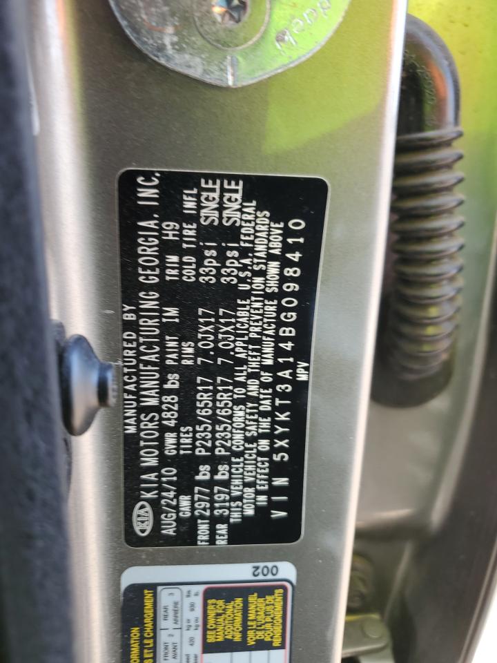 2011 Kia Sorento Base VIN: 5XYKT3A14BG098410 Lot: 64780955
