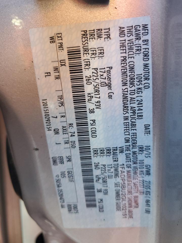 2016 Ford C-Max Sel VIN: 1FADP5BU2GL102151 Lot: 64957415