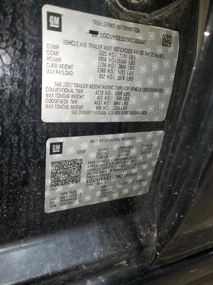 2021 Chevrolet Silverado K1500 Rst VIN: 1GCUYEED2MZ188847 Lot: 64727805