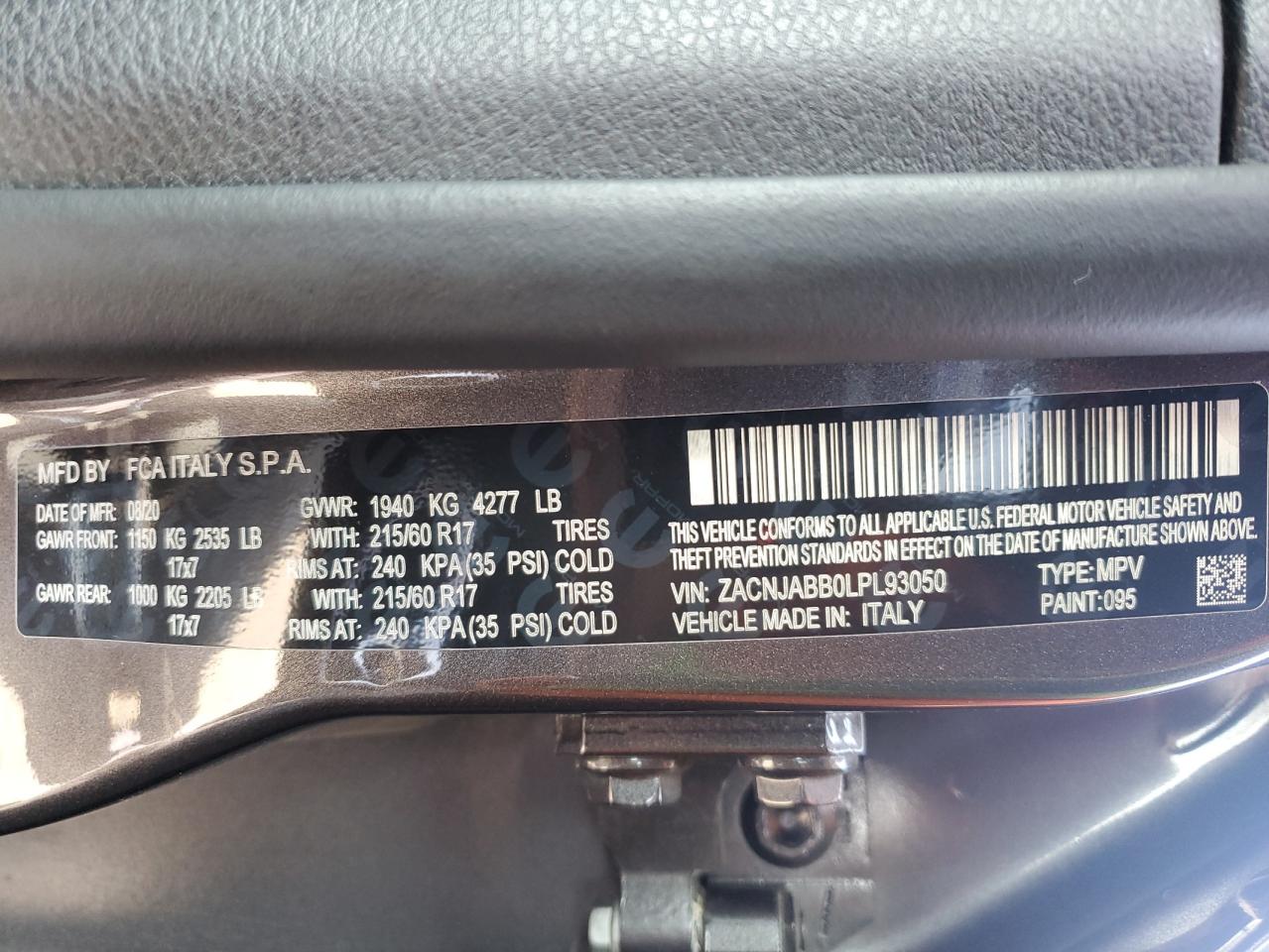 2020 Jeep Renegade Latitude VIN: ZACNJABB0LPL93050 Lot: 63612255