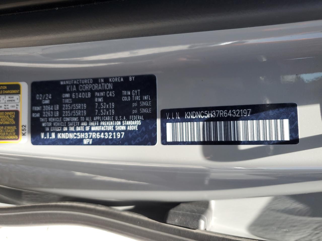 2024 Kia Carnival Ex VIN: KNDNC5H37R6432197 Lot: 65617085