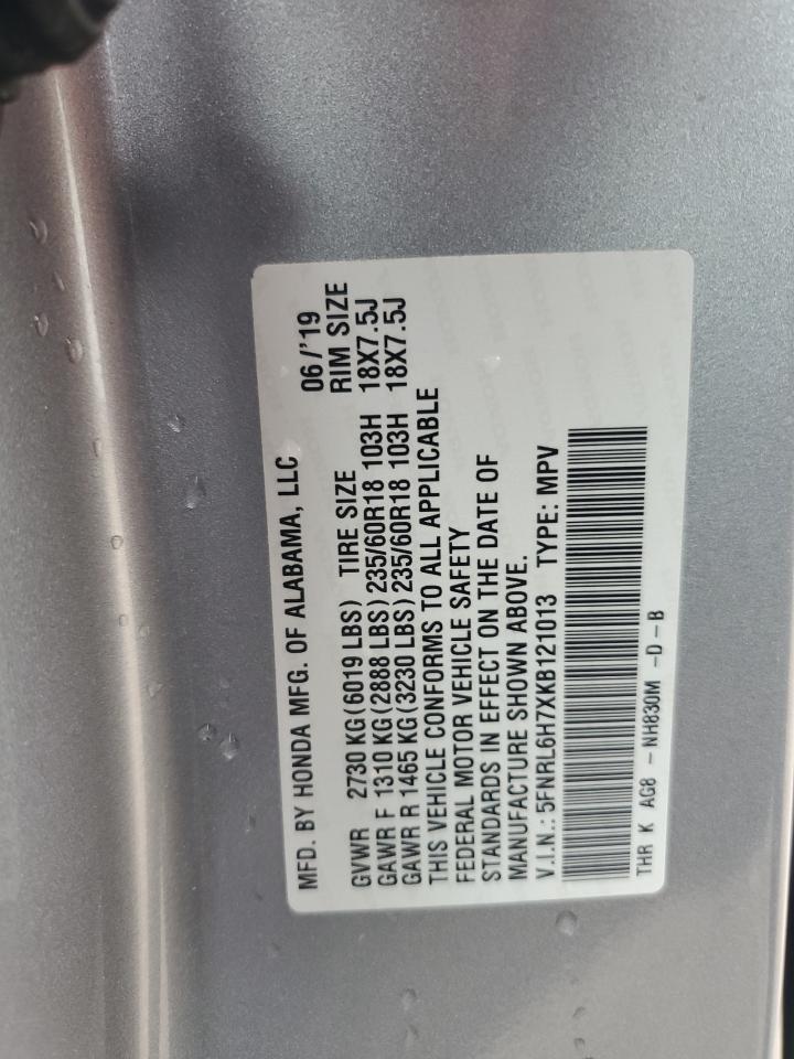 2019 Honda Odyssey Exl VIN: 5FNRL6H7XKB121013 Lot: 65112205