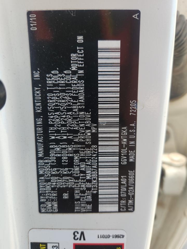 2010 Toyota Venza VIN: 4T3ZK3BB7AU024228 Lot: 65646575