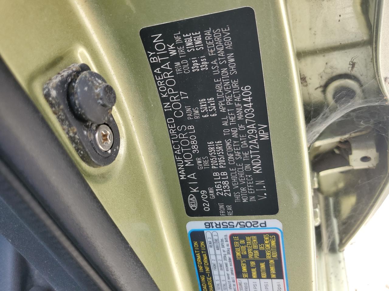 2010 Kia Soul + VIN: KNDJT2A29A7034406 Lot: 64062075