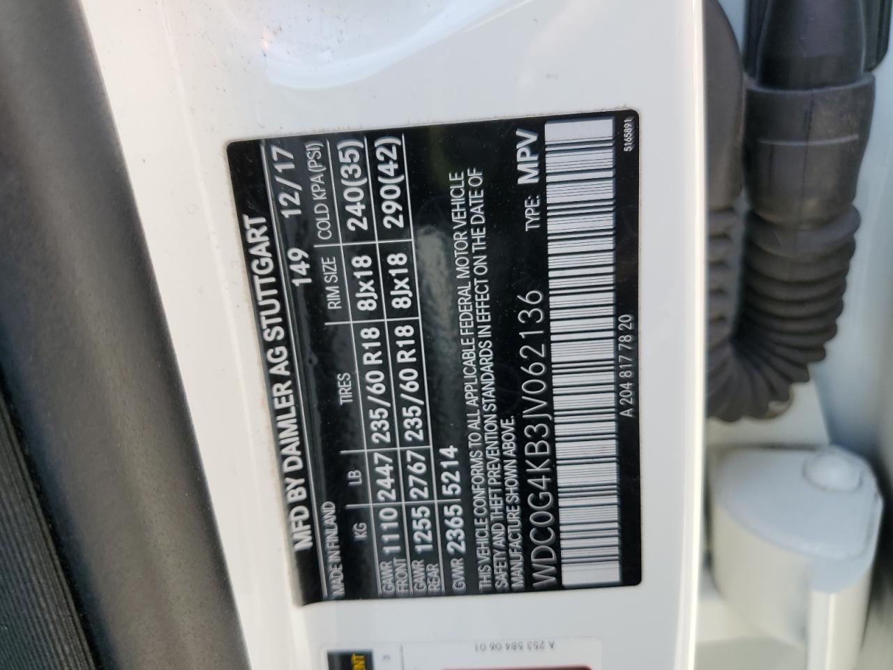 2018 Mercedes-Benz Glc 300 4Matic VIN: WDC0G4KB3JV062136 Lot: 63609615