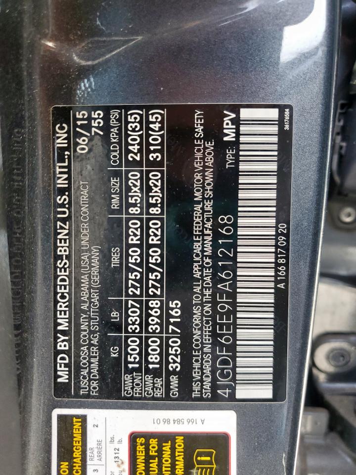4jgdf6ee9fa612168 4JGDF6EE9FA612168 2015 Mercedes-Benz Gl 450 4Matic