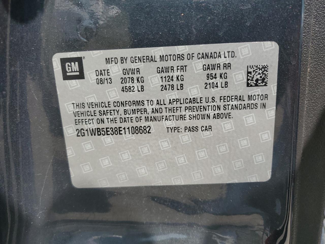 2014 Chevrolet Impala Limited Lt VIN: 2G1WB5E38E1108682 Lot: 66776415