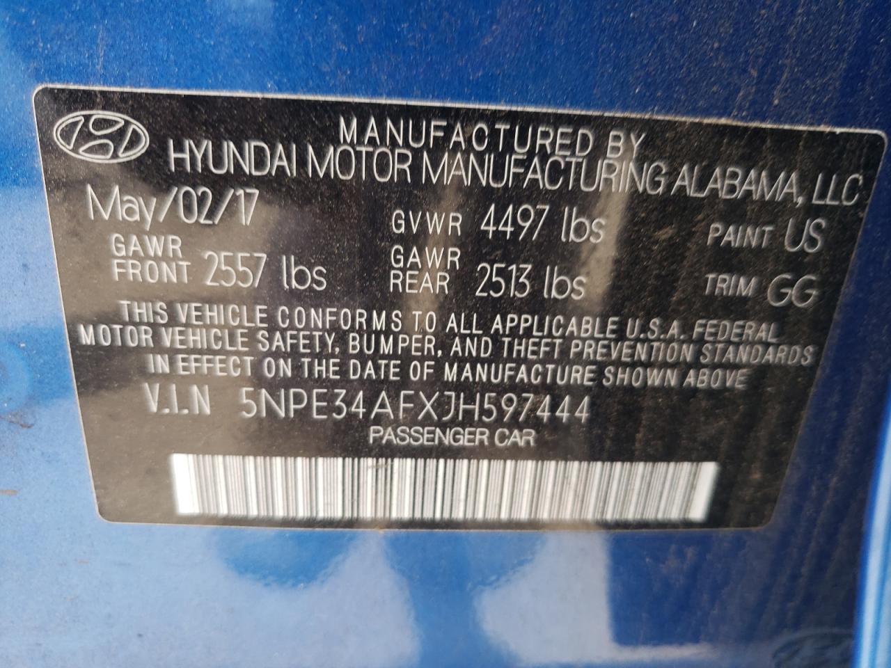 2018 Hyundai Sonata Sport VIN: 5NPE34AFXJH597444 Lot: 63513825