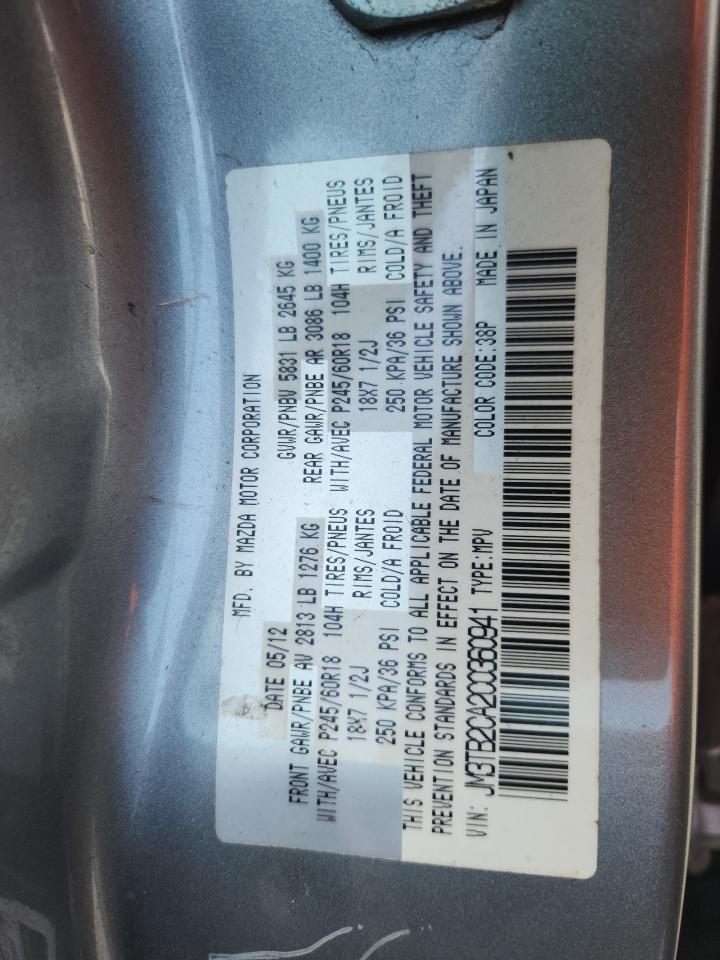 2012 Mazda Cx-9 VIN: JM3TB2CA2C0360941 Lot: 64806985