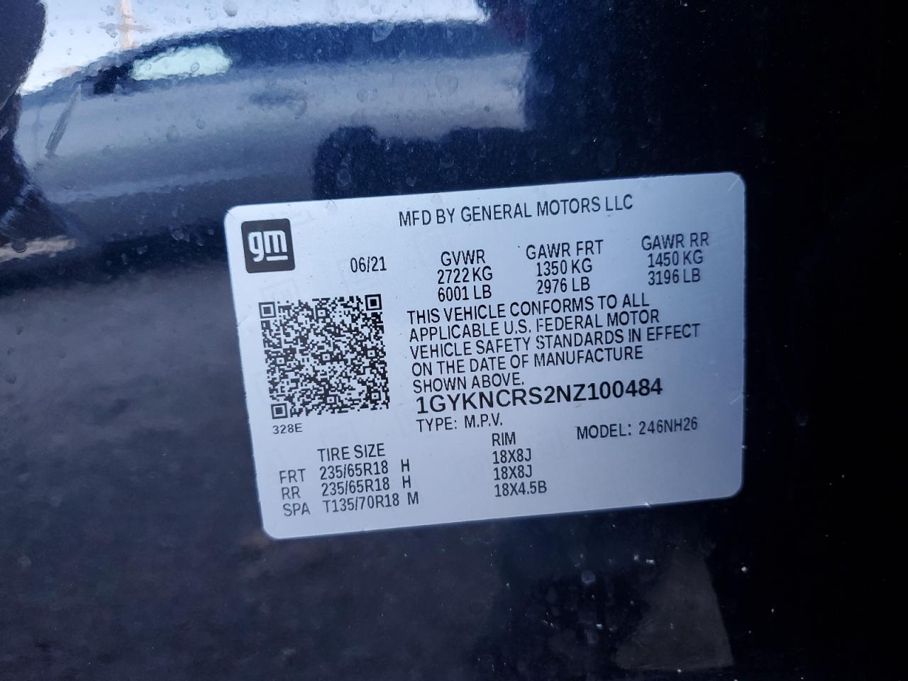 1gykncrs2nz100484 1GYKNCRS2NZ100484 2022 Cadillac Xt5 Premium Luxury