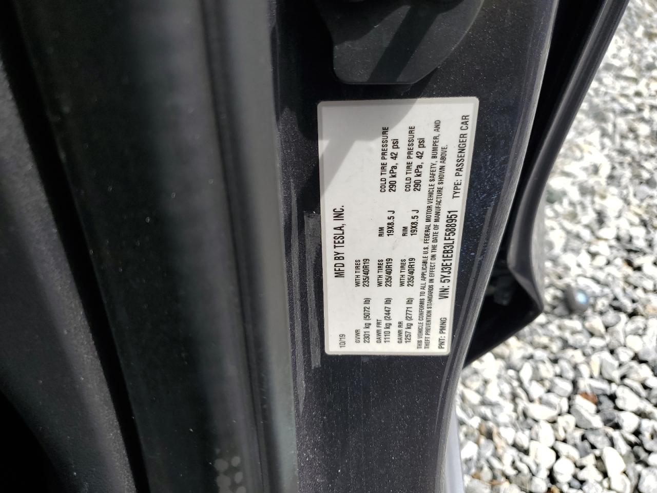 2020 Tesla Model 3 VIN: 5YJ3E1EB3LF588951 Lot: 65176625