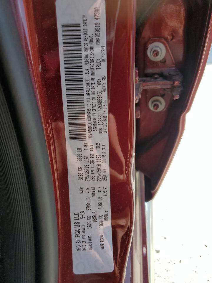 2019 Ram 1500 Big Horn/Lone Star VIN: 1C6RREFT2KN869451 Lot: 65036315