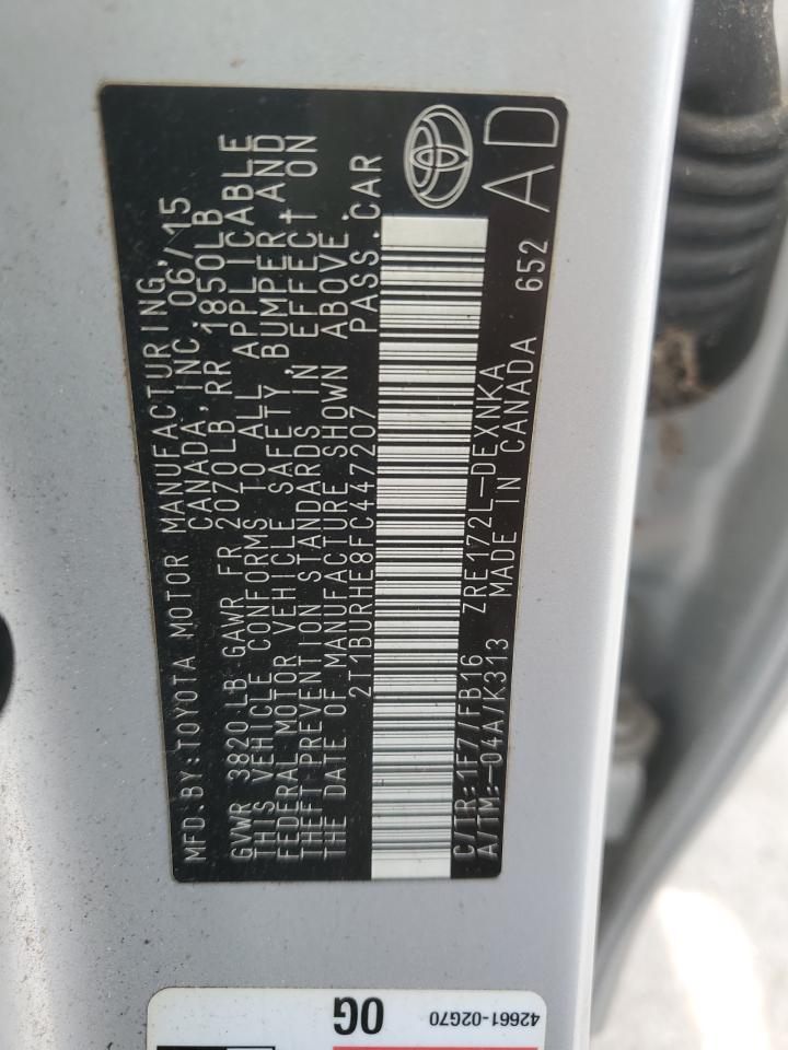 2015 Toyota Corolla L VIN: 2T1BURHE8FC447207 Lot: 65248215