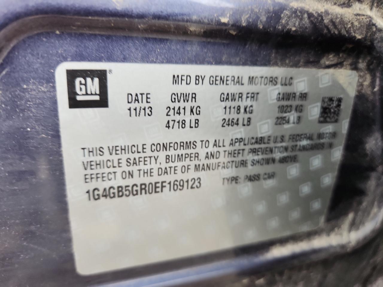 2014 Buick Lacrosse VIN: 1G4GB5GR0EF169123 Lot: 65243315