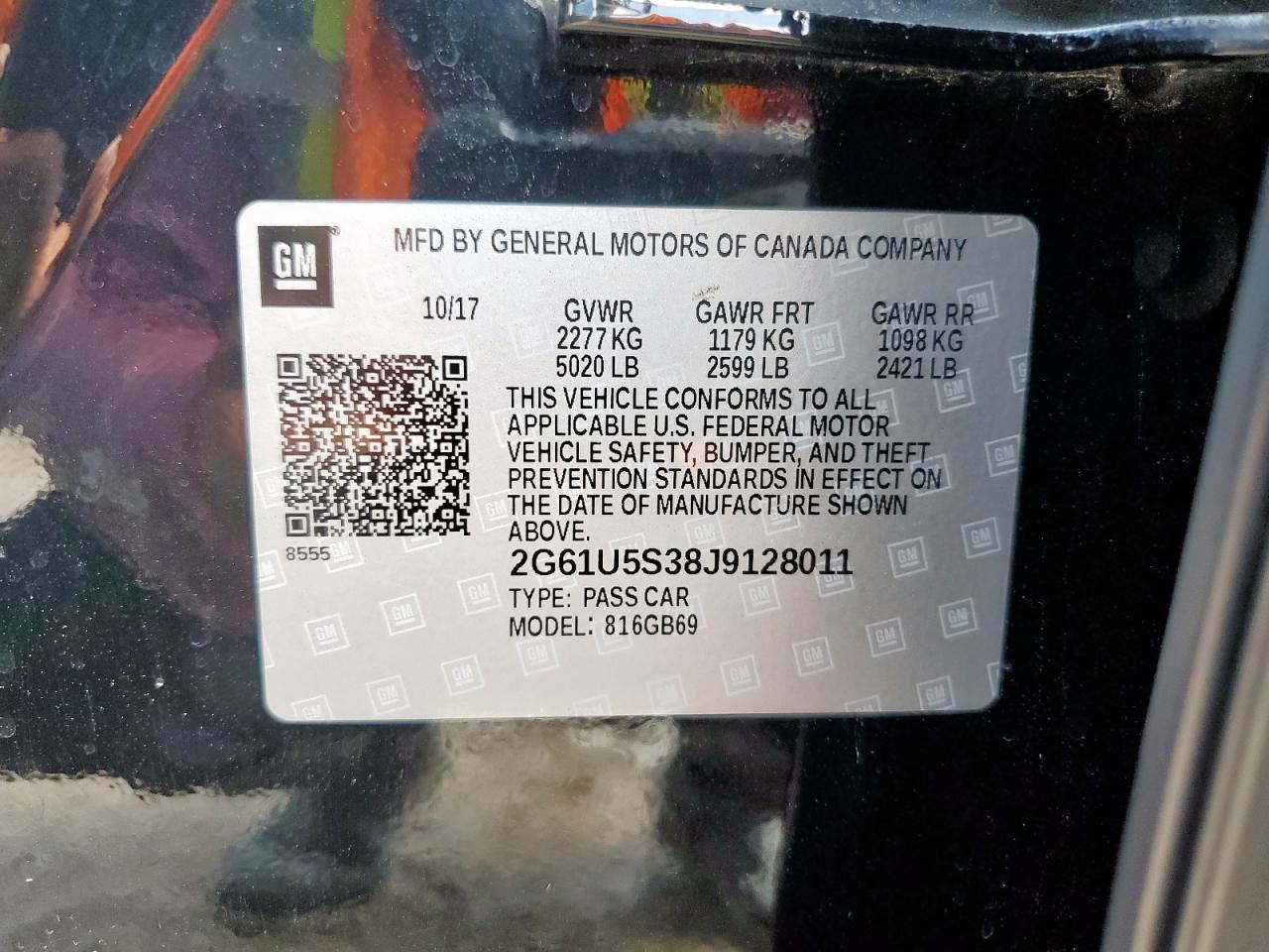 2018 Cadillac Xts VIN: 2G61U5S38J9128011 Lot: 65043395