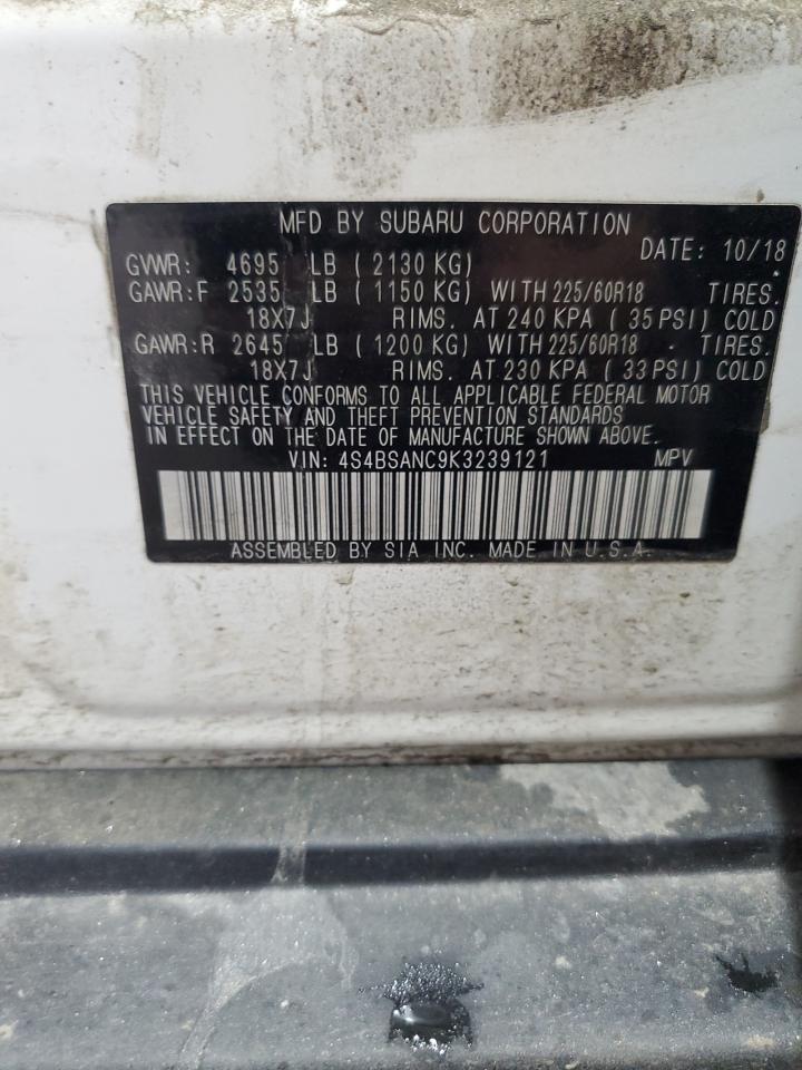 2019 Subaru Outback 2.5I Limited VIN: 4S4BSANC9K3239121 Lot: 62865665