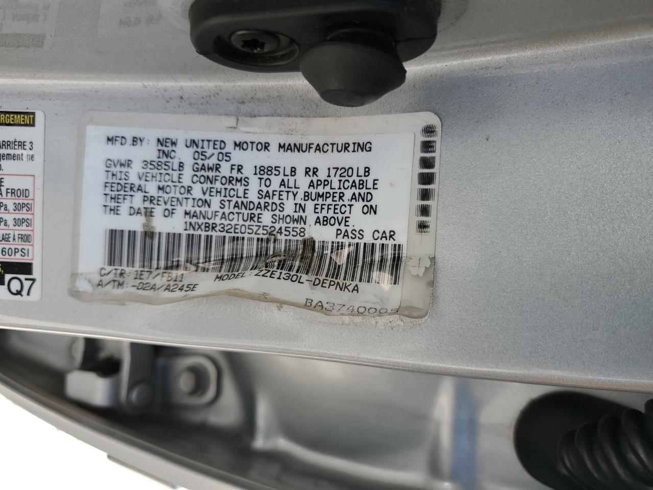 2005 Toyota Corolla Ce VIN: 1NXBR32E05Z524558 Lot: 65587825