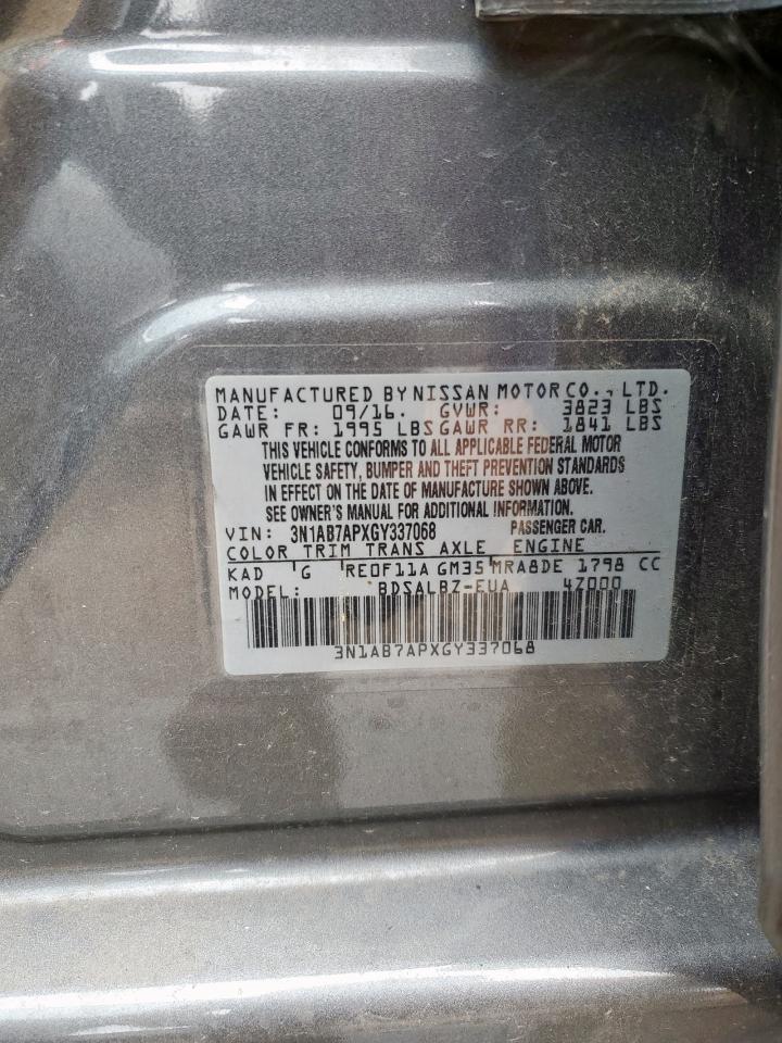 2016 Nissan Sentra S VIN: 3N1AB7APXGY337068 Lot: 63502315