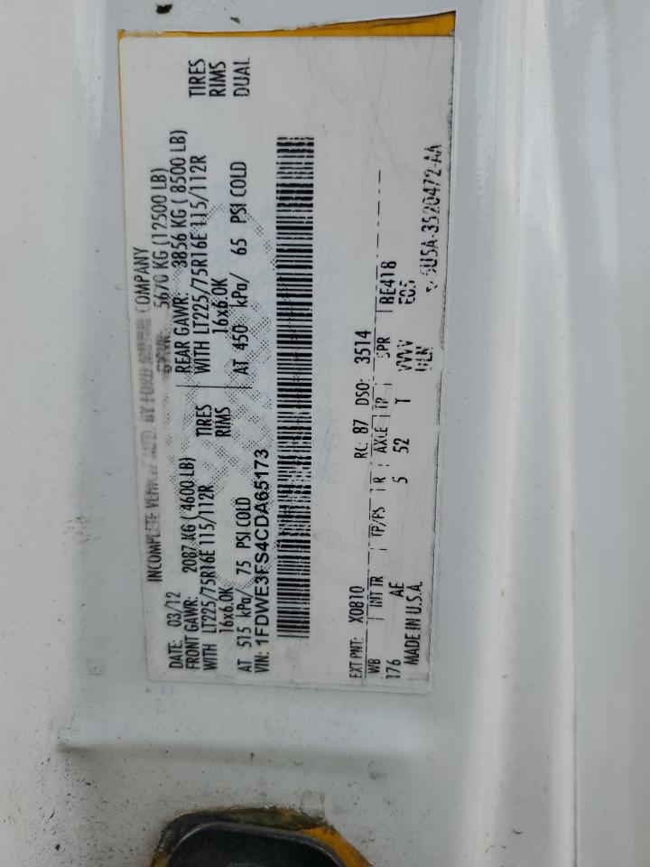 2012 Ford Econoline E350 Super Duty Cutaway Van VIN: 1FDWE3FS4CDA65173 Lot: 62023315