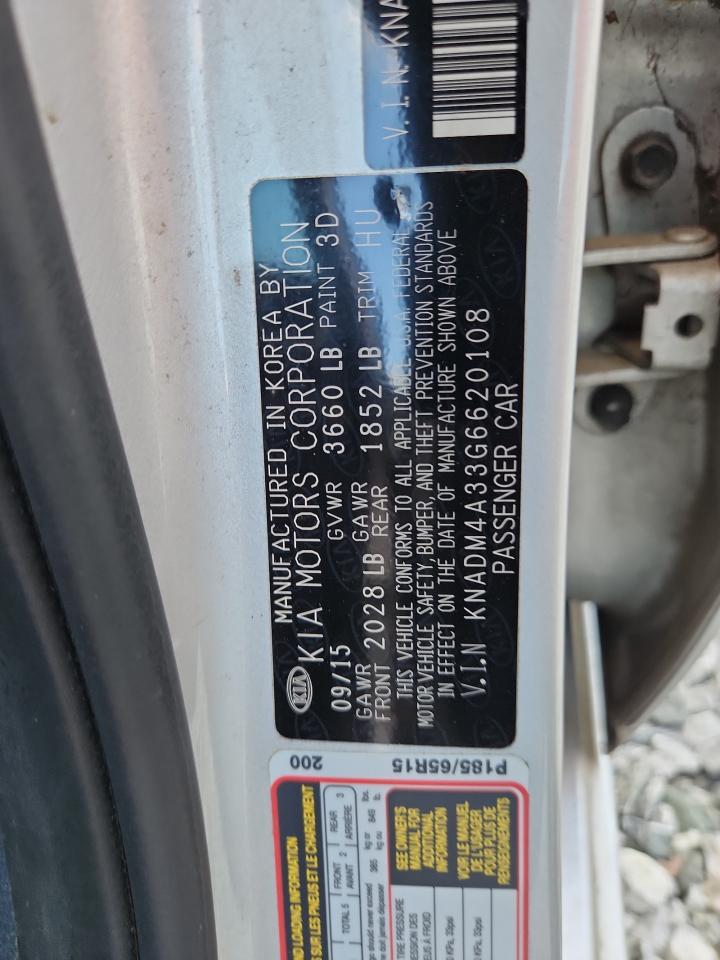 2016 Kia Rio Lx VIN: KNADM4A33G6620108 Lot: 65150875