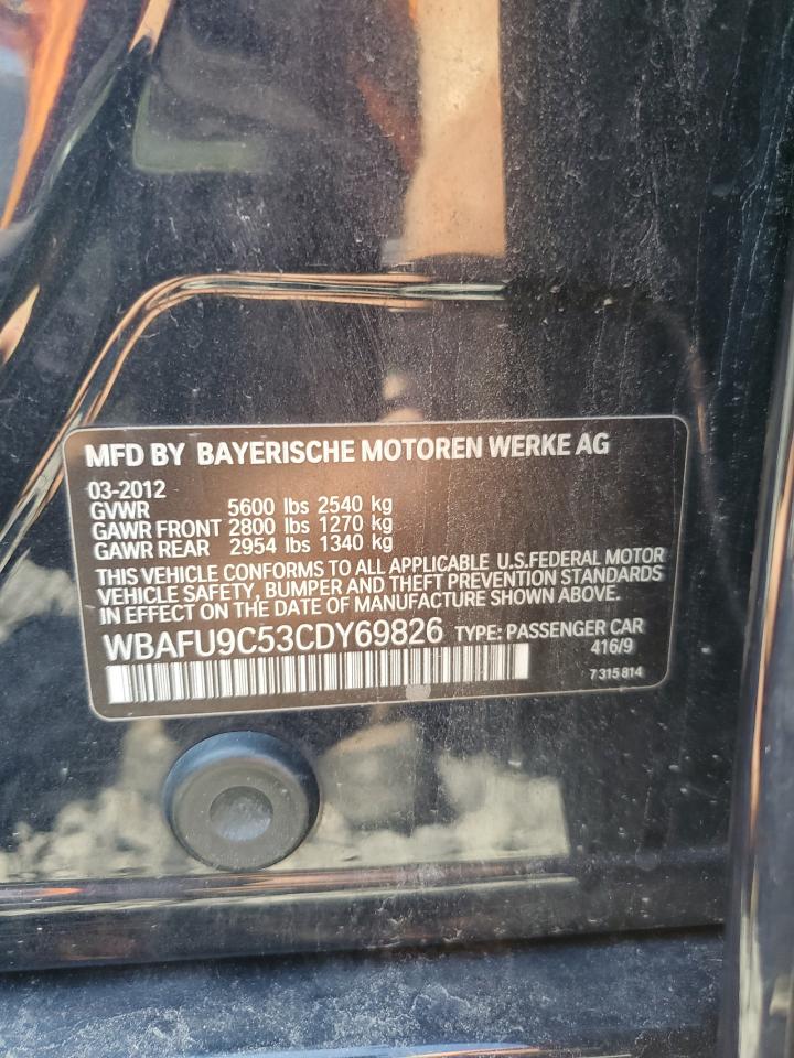 2012 BMW 550 Xi VIN: WBAFU9C53CDY69826 Lot: 93410475