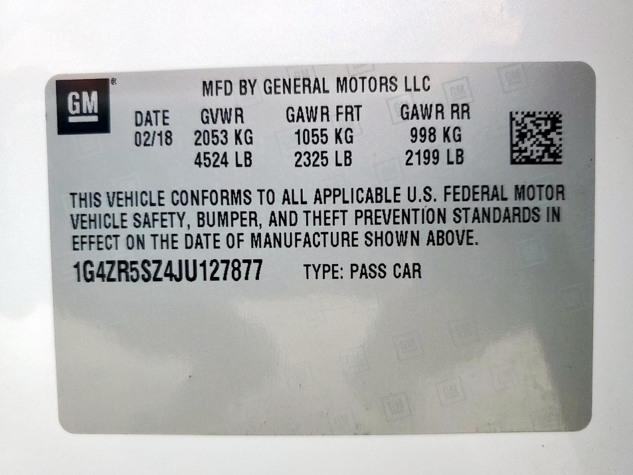 2018 Buick Lacrosse Premium VIN: 1G4ZR5SZ4JU127877 Lot: 65061415