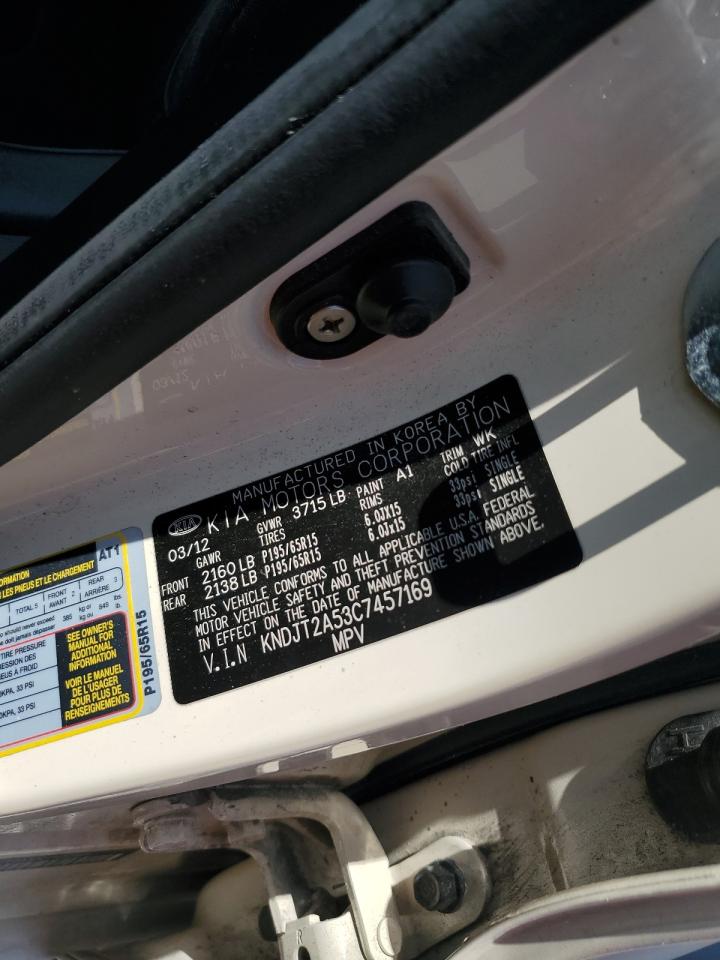 2012 Kia Soul VIN: KNDJT2A53C7457169 Lot: 64426105