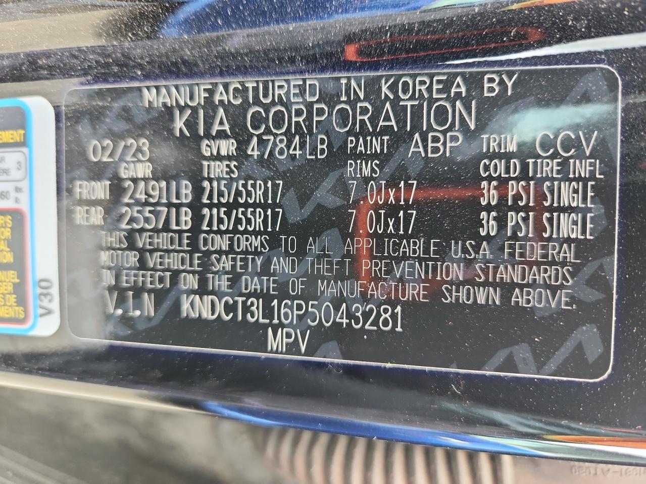 2023 Kia Niro Wave VIN: KNDCT3L16P5043281 Lot: 63370915