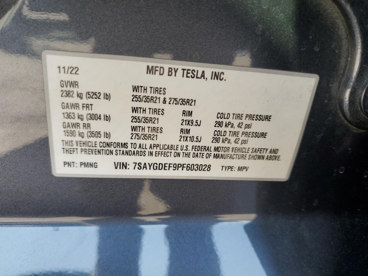 2023 Tesla Model Y VIN: 7SAYGDEF9PF603028 Lot: 65285335