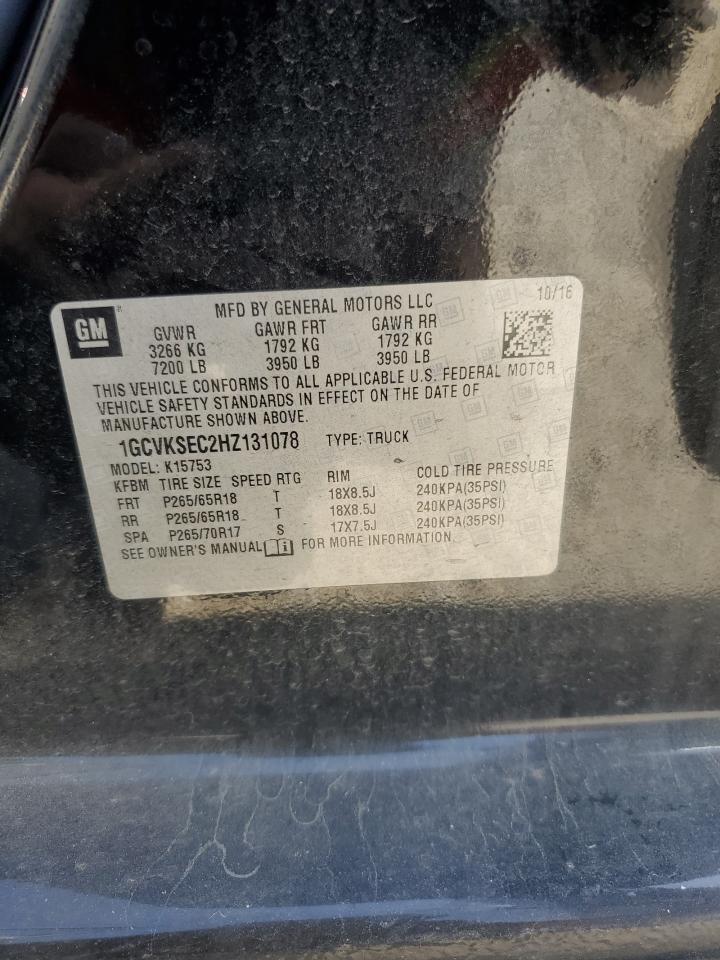 2017 Chevrolet Silverado K1500 Ltz VIN: 1GCVKSEC2HZ131078 Lot: 61771675